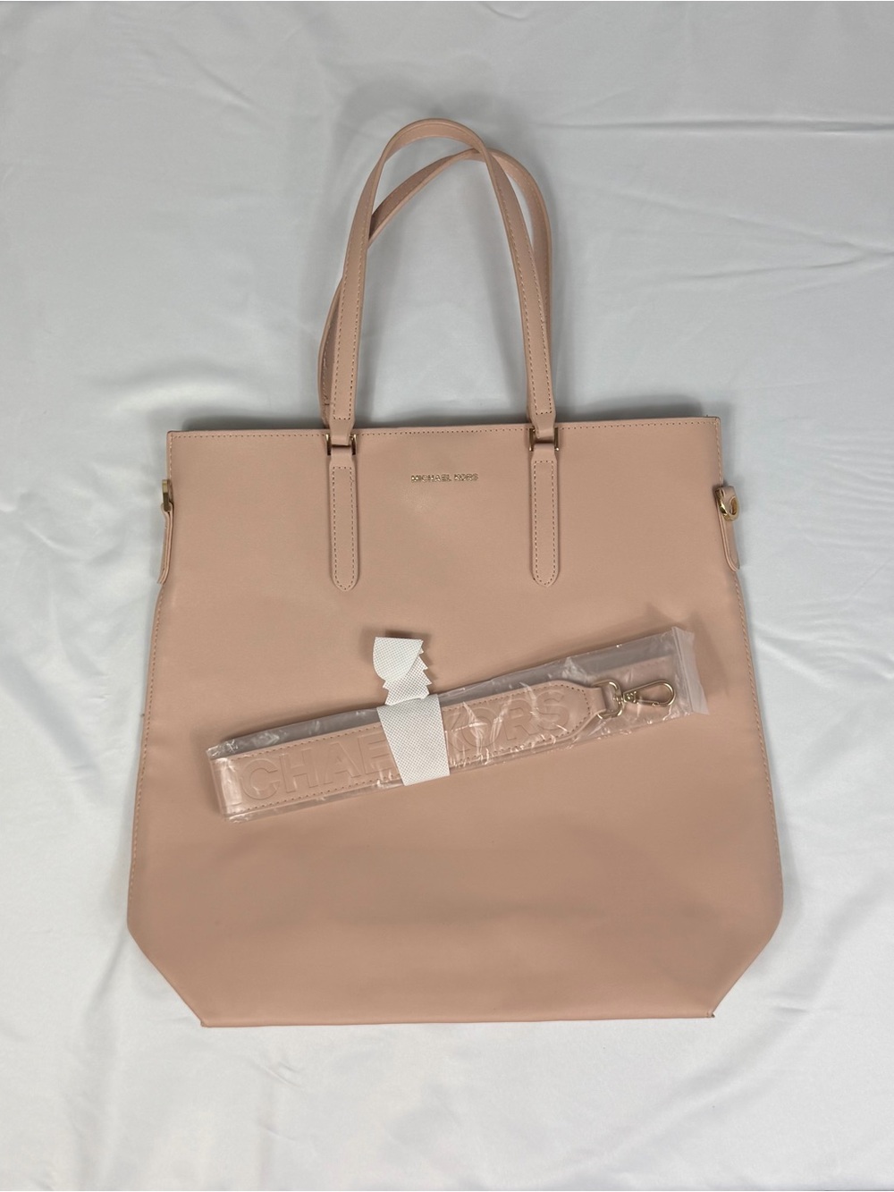 Michael Kors Blush Pink Large Tote Bag Gold Hardware Logo Strap
